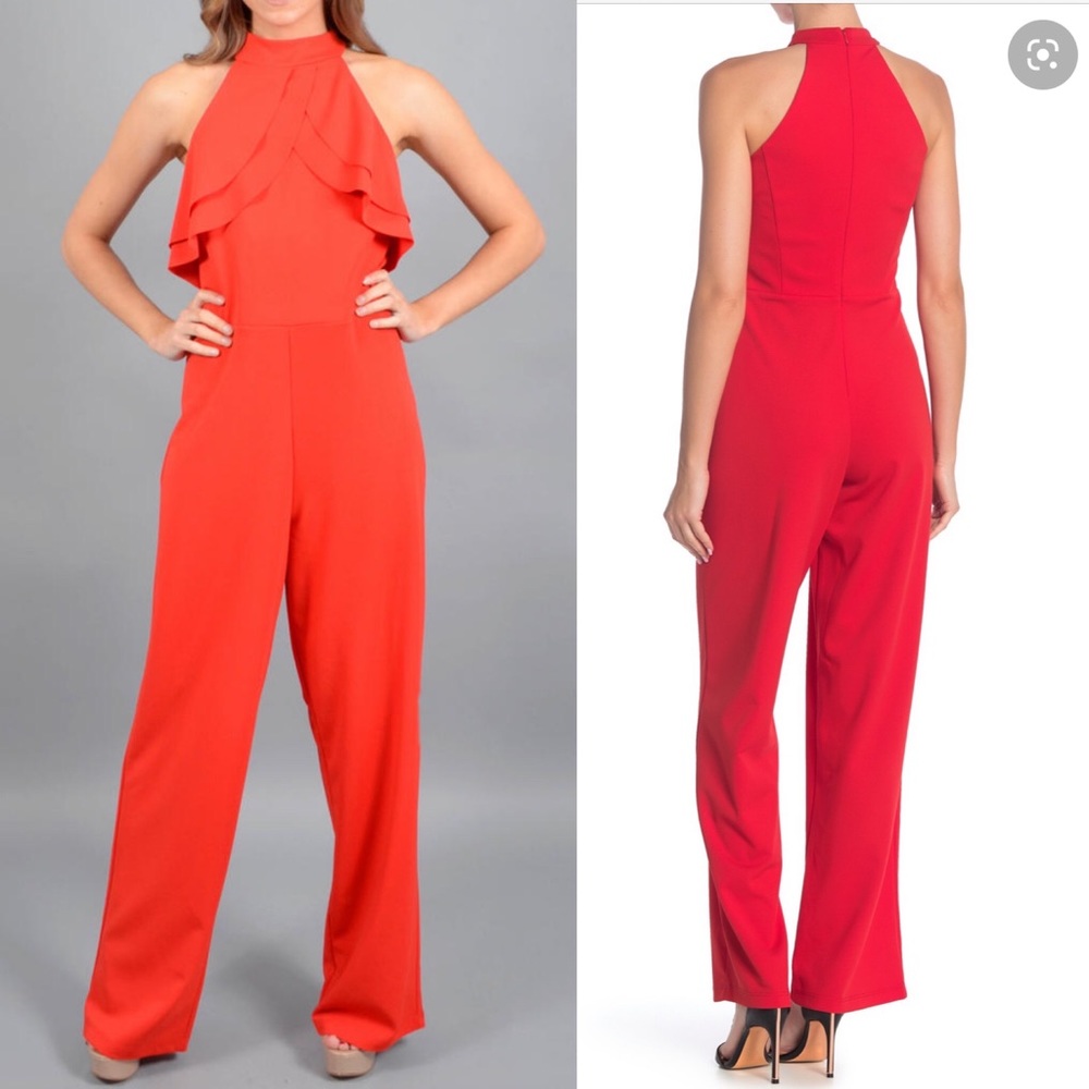 NWT Marina Ruffled Halter Neck Jumpsuit Sz M